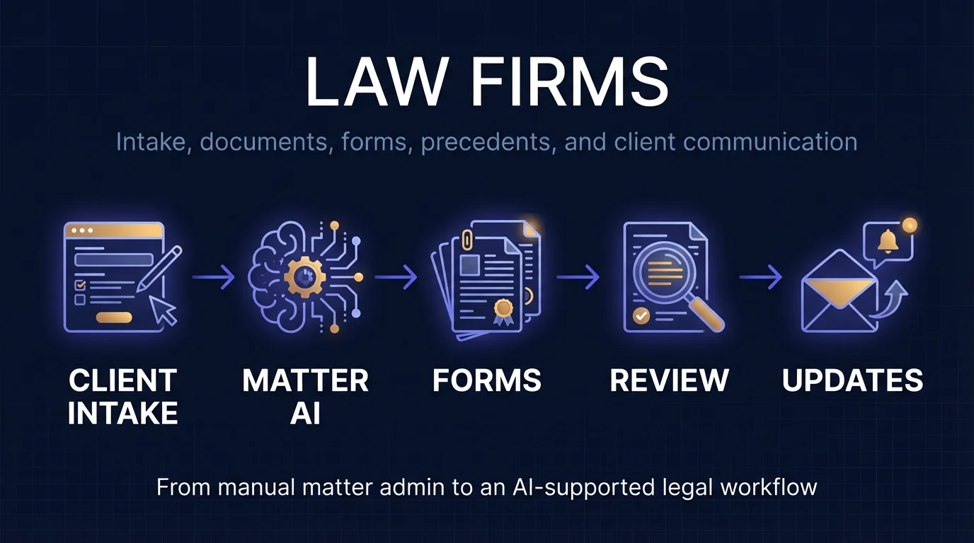 AI Solution Blueprint for Law Firms — showing key workflows and systems